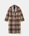 Mango Check Plaid Wool Blend Double Breasted Coat In Brown