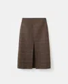 Mango Wool-blend Check Midi-skirt Brown In Brown