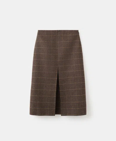 MANGO WOMEN'S WOOL-BLEND CHECK MIDI SKIRT