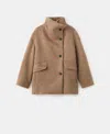 Mango Wool-blend Funnel-neck Coat Medium Brown In Brown
