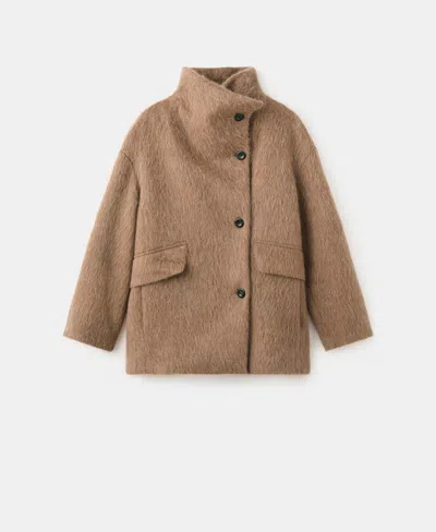 MANGO WOMEN'S WOOL-BLEND FUNNEL-NECK COAT