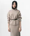 Mango Wool-blend Hooded Sweater Sand In Sand