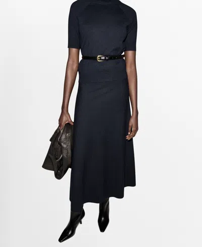 Mango Knit Midi Skirt In Blue