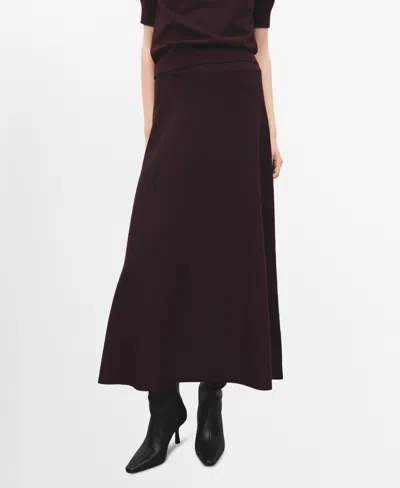 Mango Women's Wool-blend Knitted Skirt In Burgundy