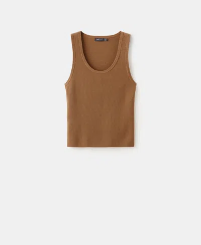 Mango Women's Wool-blend Knitted Top In Brown