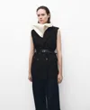 Mango Wool Blend Vest With Lapels Black In Black