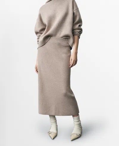 Mango Women's Wool Blend Midi Skirt In Sand