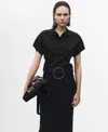 Mango Wool Blend Polo Sweater In Charcoal
