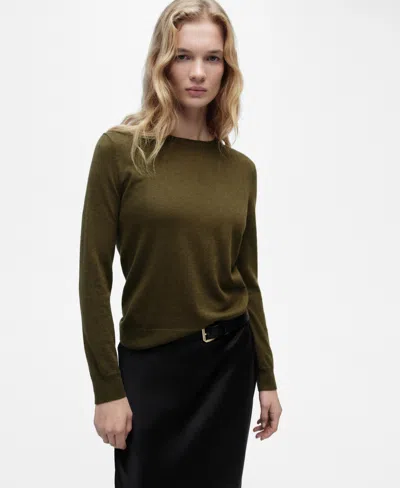 Mango Women's Wool-blend Round-neck Sweater In Green