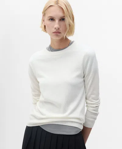 Mango Women's Wool-blend Round-neck Sweater In White