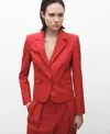 Mango Margot Crop Blazer In Red