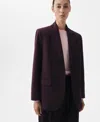 Mango Wool-blend Suit Blazer Maroon In Purple