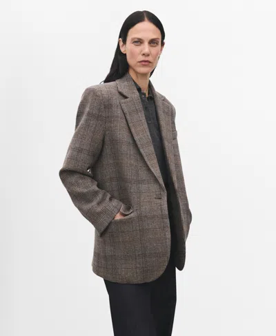 Mango Women's Wool Check Blazer In Brown