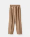 Mango Selection Elastic Waist Straight Leg Wool Pants In Brown