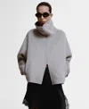Mango Wool Funnel-neck Jacket Grey In Gray