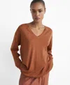 Mango V-neck Wool Pajama Sweater In Orange
