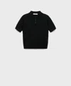 Mango 100% Wool Polo-neck Sweater Black