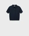 Mango Selection Wool Sweater Polo In Blue