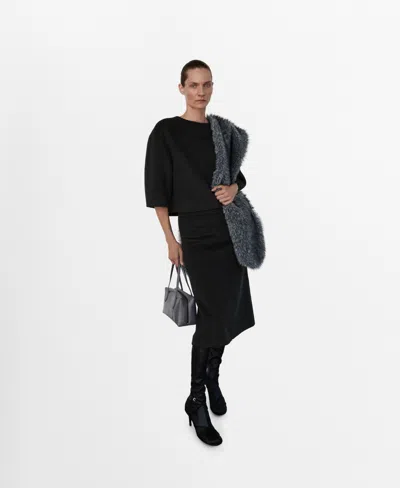 Mango Women's Wool Slit Midi-skirt In Black