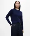Mango Women's Round Neck Knitted Sweater In Dark Navy