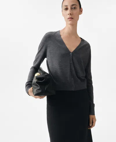 MANGO WOMEN'S WOOL V-NECK CARDIGAN