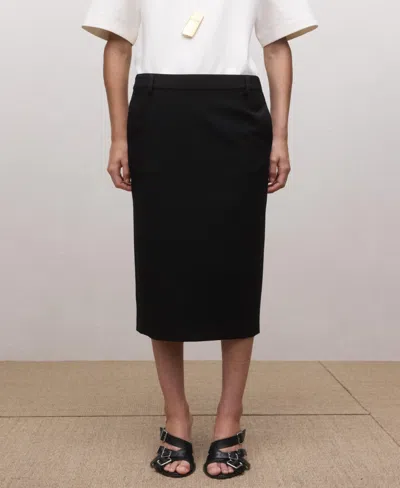 Mango Wool-blend Midi-skirt Black In Brown