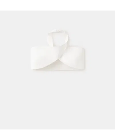Mango Featuring Hailey Bieber Dario Halter Neck Crop Top In White