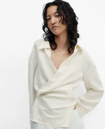 Mango Women's Wrap Linen-blend Shirt In Light Beige