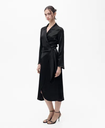 Mango Women's Wrap Midi Dress In Black