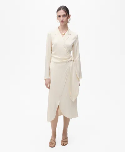 Mango Women's Wrap Midi Dress In Ecru