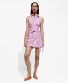 Mango Capri Side Tie Cotton Blend Shirtdress In Pink