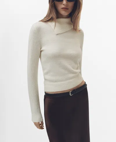 MANGO WOMEN'S WRAPAROUND LAPEL NECK SWEATER