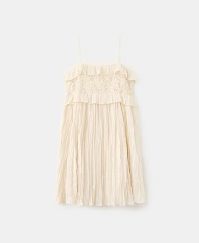 Mango Women's Wrinkled Effect Lace Dress In Neutral