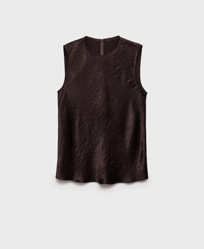 Mango Women's Wrinkled-effect Satin Blouse In Brown