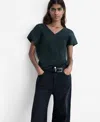 Mango Wrinkled Effect V-neck Top