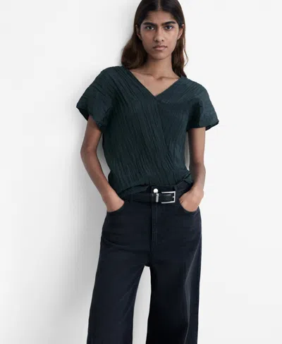 Mango Women's Wrinkled Effect V-neck Top