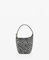 Mango Large Zebra-print Bucket Bag Black In Black