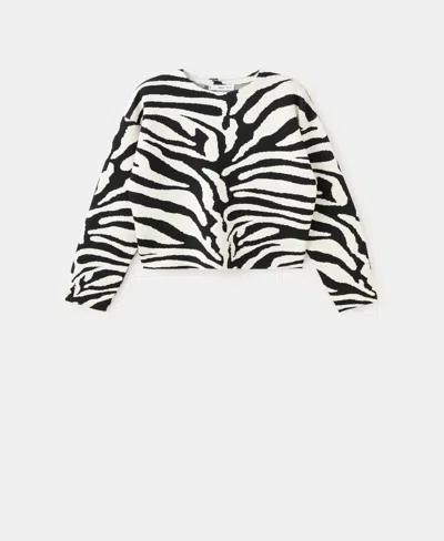 Mango Zebra Print Knit Sweater Black