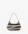 Mango Zebra Stripe Genuine Calf Hair Shoulder Bag In Black