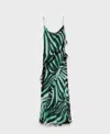 Mango Zebra Print Ruffle Dress In Green