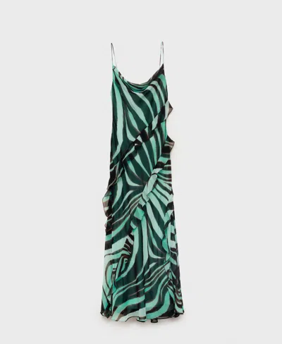MANGO WOMEN'S ZEBRA-PRINT RUFFLE DRESS