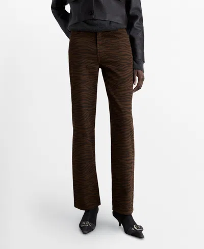 Mango Women's Zebra Print Straight-fit Jeans In Chocolate