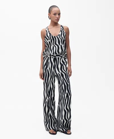 Mango Women's Zebra Print Straight Trousers In Black