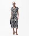 Mango Zebra Print Belted Midi Shirtdress In Black