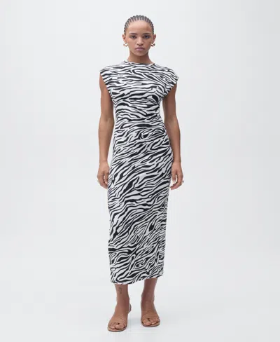 Mango Women's Zebra-print Fitted Midi Dress In Multi