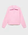 Mango Women's Zip Collar Knitted Sweater In Pink
