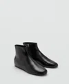 Mango Flat Ankle Boot With Zipper Black In Black