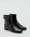 Mango Leather Round Toe Ankle Boots In Black