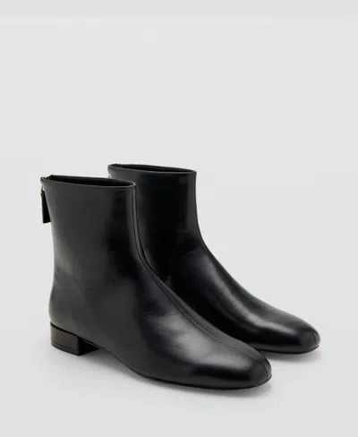 MANGO WOMEN'S ZIPPED LEATHER ANKLE BOOTS
