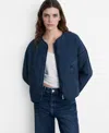 Mango Quilted Indigo Cotton Jacket In Dark Blue